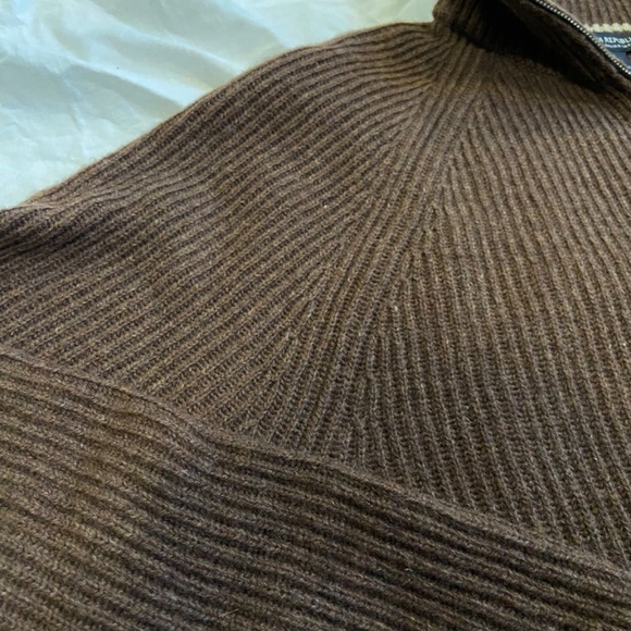 Banana Republic Italian Wool-Blend Half-Zip Sweater - Size M, Brown, Like New - Picture 6 of 8